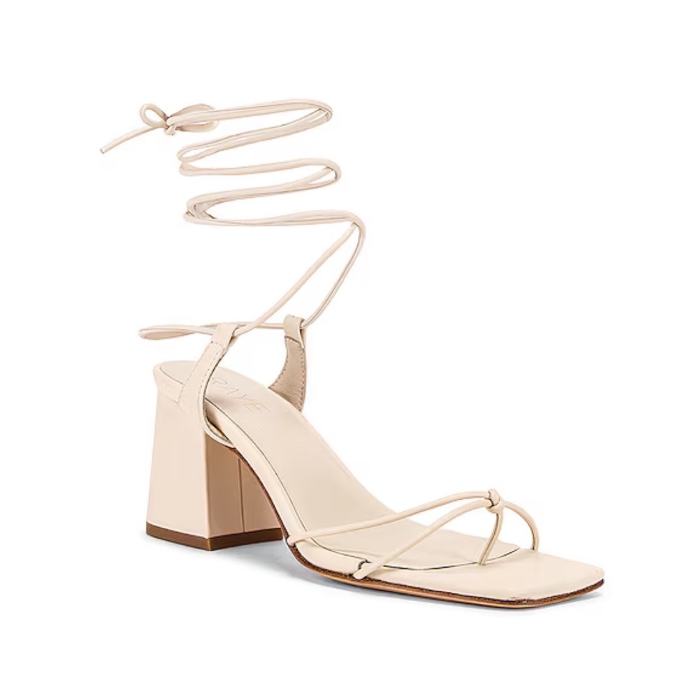 RAYE Voyage Heels sandals shoes Bone White Cream Strappy Block Revolve 9 - Picture 1 of 9